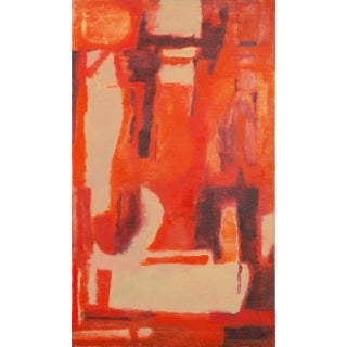 'Abstract in Coral and Ivory' by M. Rosera, 1963, Mid-Century Modernist Abstraction in Warm Colors For Sale