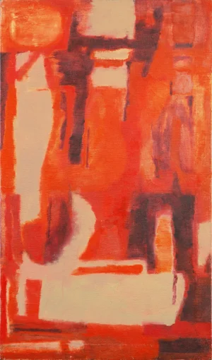 'Abstract in Coral and Ivory' by M. Rosera, 1963, Mid-Century Modernist Abstraction in Warm Colors
