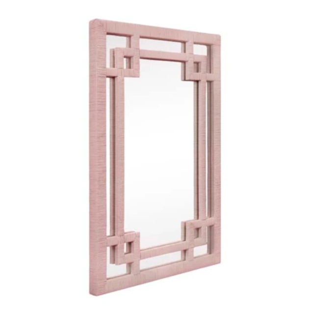 Contemporary Matthew Izzo Home Geneva Pink Rattan Wall Mirror For Sale - Image 3 of 4
