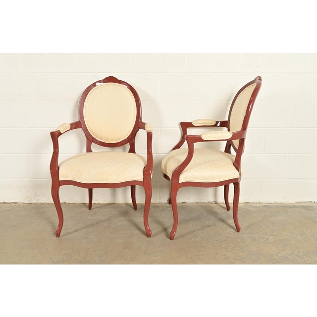 Karges Style French Provincial Louis XV Brown Lacquered Dining Chairs, Set of Six For Sale - Image 12 of 14