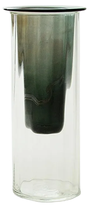 Vase in Smokey Green, Moire Collection, Hand-Blown Glass by Atelier George