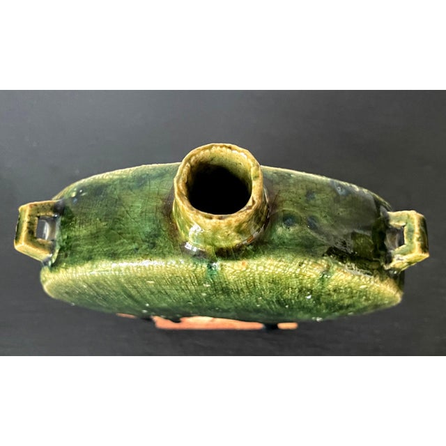 Modern Japanese Studio Pottery Oribe Moon Flask Vase by Ken Matsuzaki For Sale - Image 10 of 18