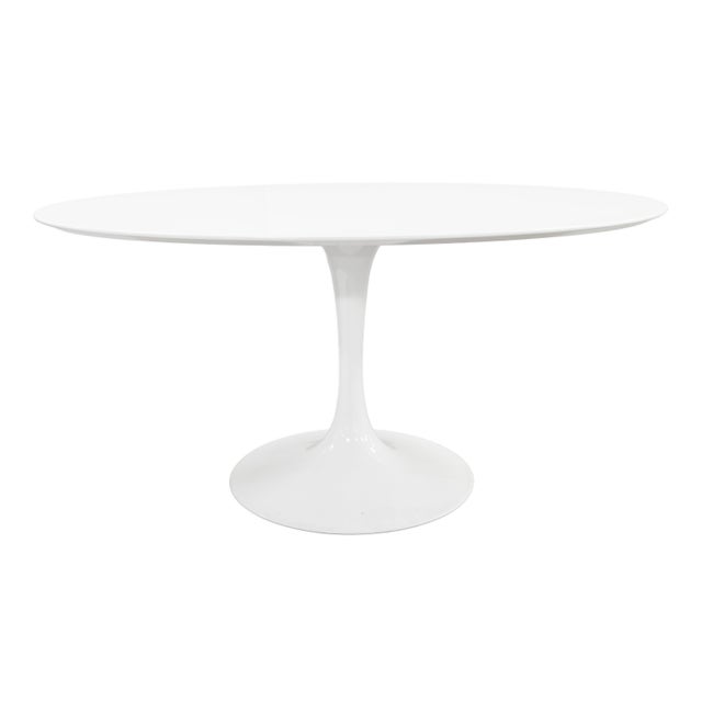 Modern Modway 60' White Saarinen Style High Gloss Tulip Oval Dining Table For Sale - Image 3 of 5