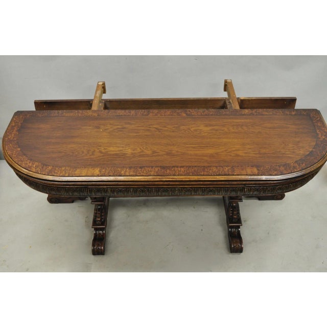 Antique Italian Renaissance Figural Carved Griffin Oak Flip Top Library Table For Sale In Philadelphia - Image 6 of 18