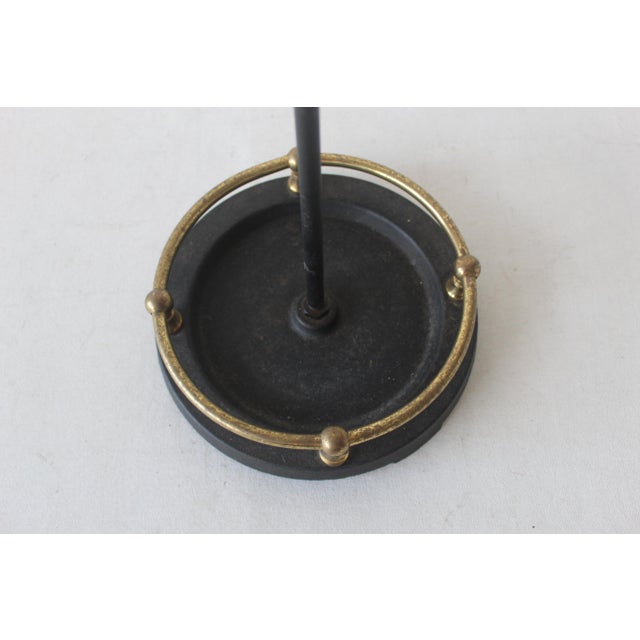 Pilgrim Vintage Mid-Century Brass Black Iron Fireplace Tool Set With Stand- 5 Pieces For Sale - Image 10 of 12