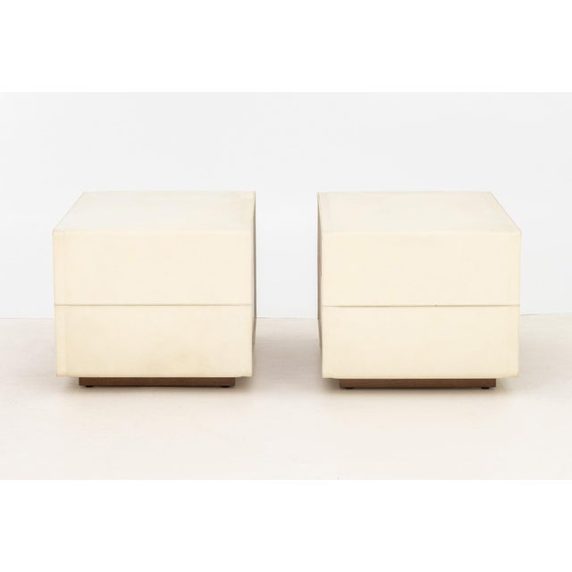 Wood Poltrona Frau Leather Wrapped End Tables, Pair For Sale - Image 7 of 8