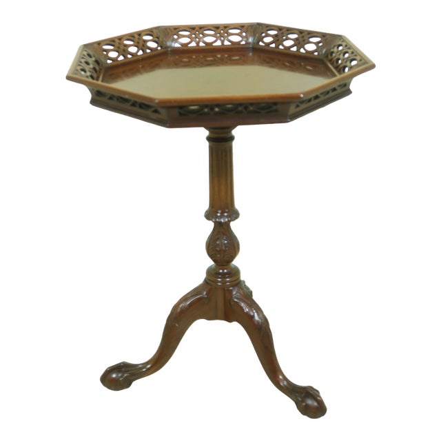 Danersk Chippendale Ball & Claw High Mahogany Lamp Table For Sale