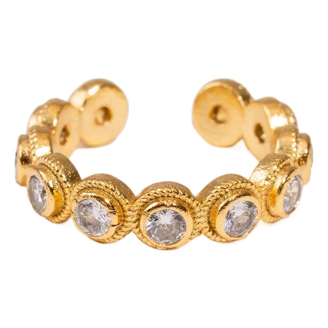 Eternal Diamond Adjustable Gold Plated Stackable Ring, Size 8 For Sale