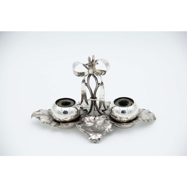 Silver Inkwell with Two Tanks For Sale - Image 5 of 5