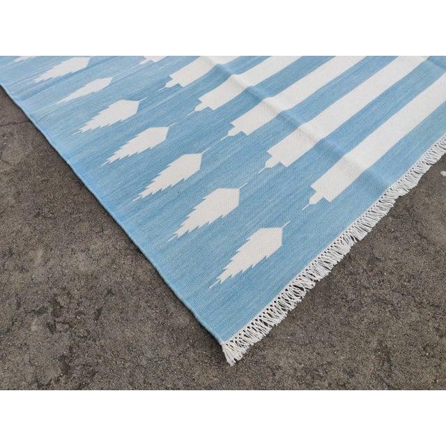 Not Yet Made - Made To Order Handmade Cotton Natural Vegetable Dyed Reversible Blue and White Striped Rug - 10'x14' For Sale - Image 5 of 11