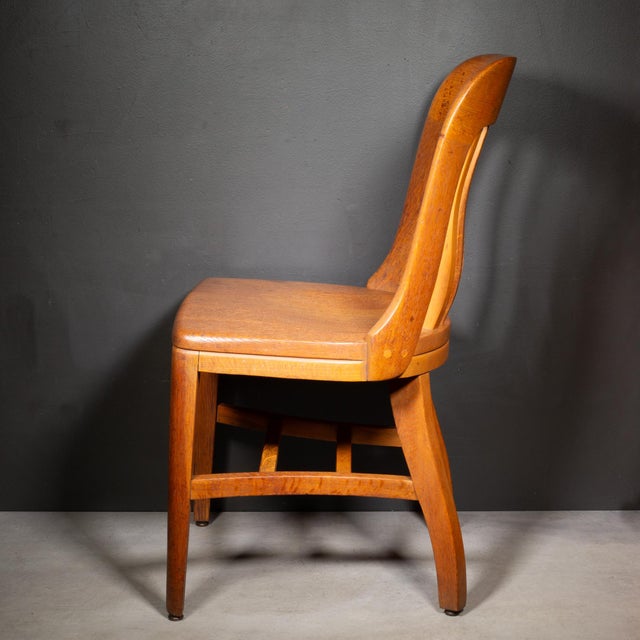 Johnson Chair Company Johnson Chair Co. Solid Oak Banker's Desk Chair c.1930-1948 For Sale - Image 4 of 8