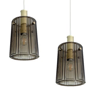 Vintage Pendant Lights in Glass from Glashütte Limburg, 1970s, Set of 2 For Sale