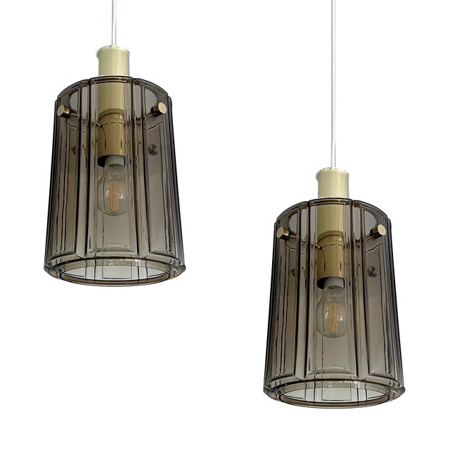 Vintage Pendant Lights in Glass from Glashütte Limburg, 1970s, Set of 2 For Sale