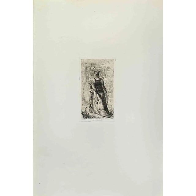 August von Heyden, La Promenade, Etching, 1870s For Sale