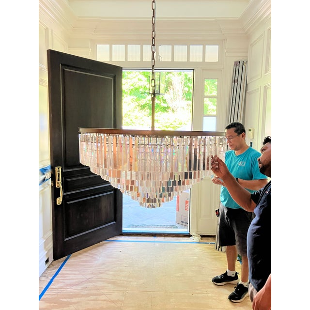 2020s Large 44" Tiered Crystal Prism Foyer Chandelier — 131" Total Drop — Grand Entry Light For Sale - Image 5 of 5