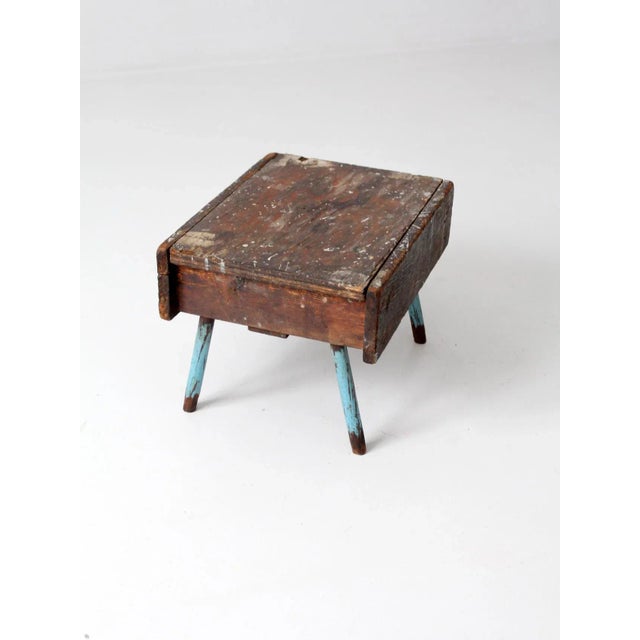 Vintage Rustic Low Stool For Sale - Image 9 of 10