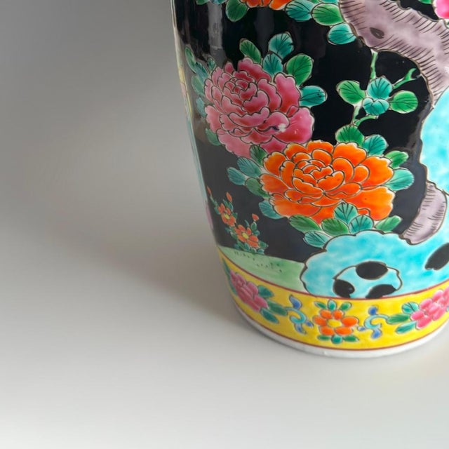 Japanese Famille Noire Porcelain Vase by Yamatoku, 1950s For Sale - Image 10 of 12