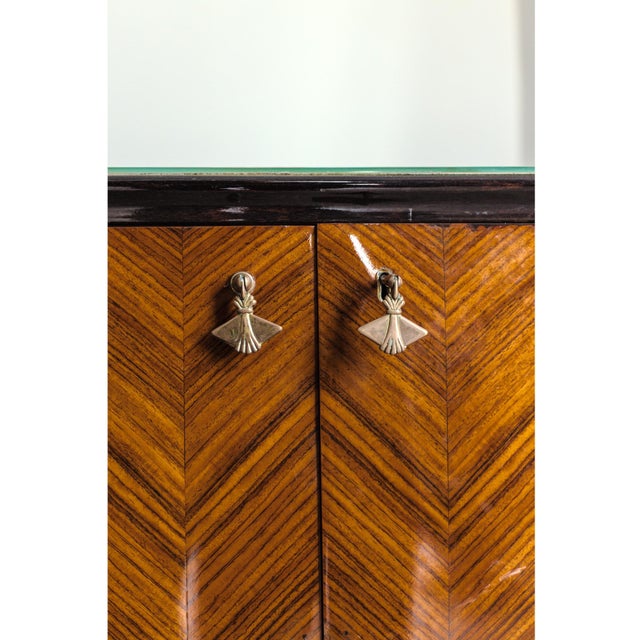 Vintage Italian Sideboard in Chevron Wood Veneer For Sale - Image 5 of 12