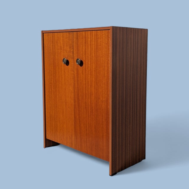 Vintage Mid-Century Teak Laminate Two-Door Storage Cabinet For Sale - Image 13 of 13