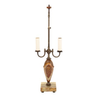 Neoclassical Style Banded Onyx and Brass Lamp For Sale