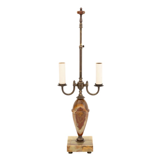 Neoclassical Style Banded Onyx and Brass Lamp For Sale
