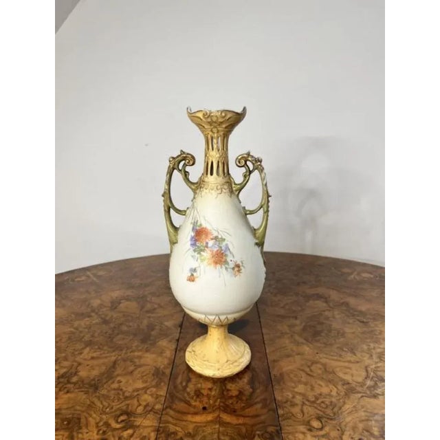 Outstanding quality antique royal vienna centrepiece and side vases, comprising of two vases with pierced necks and the...