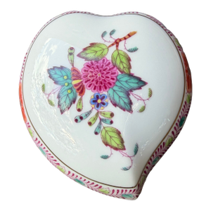 Vintage Herend Porcelain Heart Trinket Box