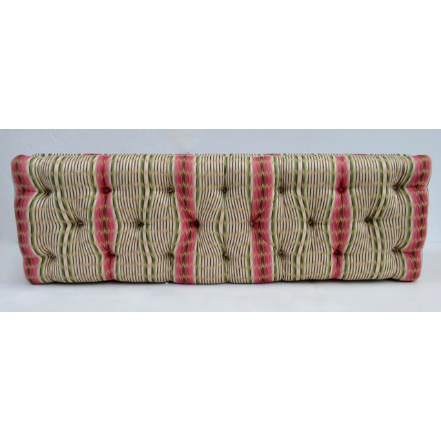 1990s Vintage Charles Stewart Furniture Company Button-Tufted Long Bench With Pierre Frey Textile For Sale - Image 5 of 18