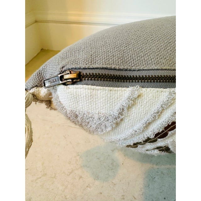 Textured Cotton and Brass Art Deco Pillow With Tassels For Sale - Image 10 of 12