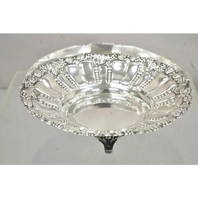 Metal Early 20th Century William Adams Wa Spain Victorian Silver Plated Repousse Fruit Bowl Basket For Sale - Image 7 of 11