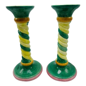 Italian Ceramic Candleholders, a Pair