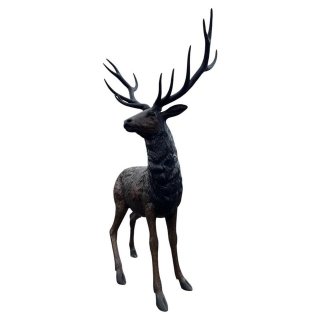 Bronze Twelve-Point Stag Garden Sculpture For Sale - Image 11 of 18