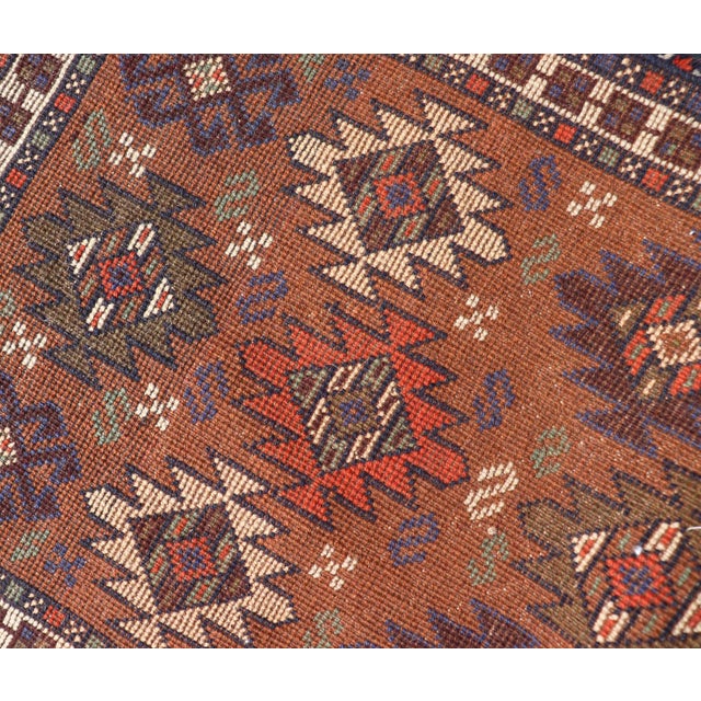 Vintage Turkish Kars Runner With Tribal Motif Design in Orange-Brown Colors 1'9 X 6'5 For Sale - Image 12 of 12