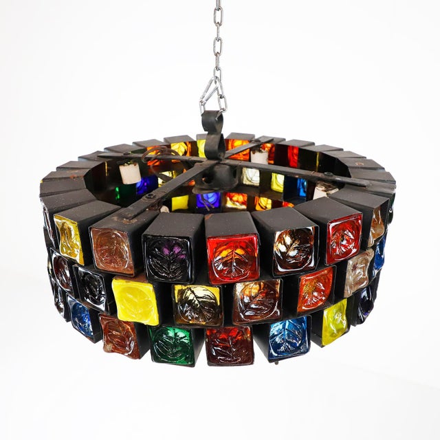 Mid-Century Modern 1970s Feders Brutalist Hand Blown Glass Chandelier For Sale - Image 3 of 6