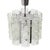 Italian manufacturing chandelier produced in the 70s. Rose window, stem and body chromed metal lamp. Glass speakers, hand...
