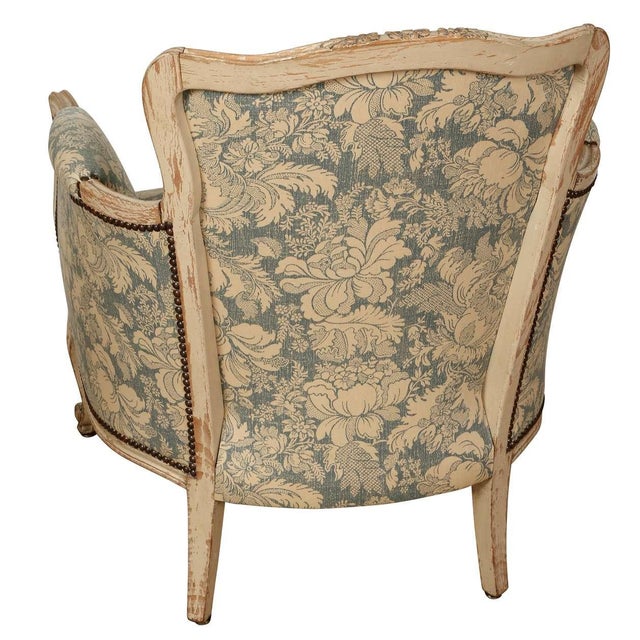 Pair of French Louis XV Bergères For Sale - Image 4 of 4