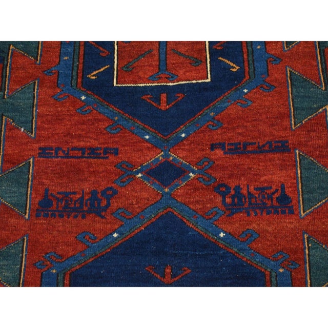 1920 Red Antique Caucasian Armenian Pure Wool Hand Knotted Clean Signed and Dated Rug For Sale In New York - Image 6 of 9