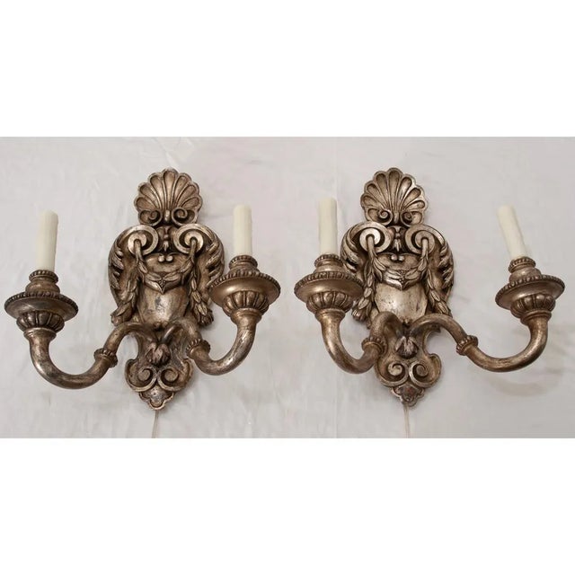 Baroque French Early 20th Century Silver Gilt Wall Sconces - A Pair For Sale - Image 3 of 10