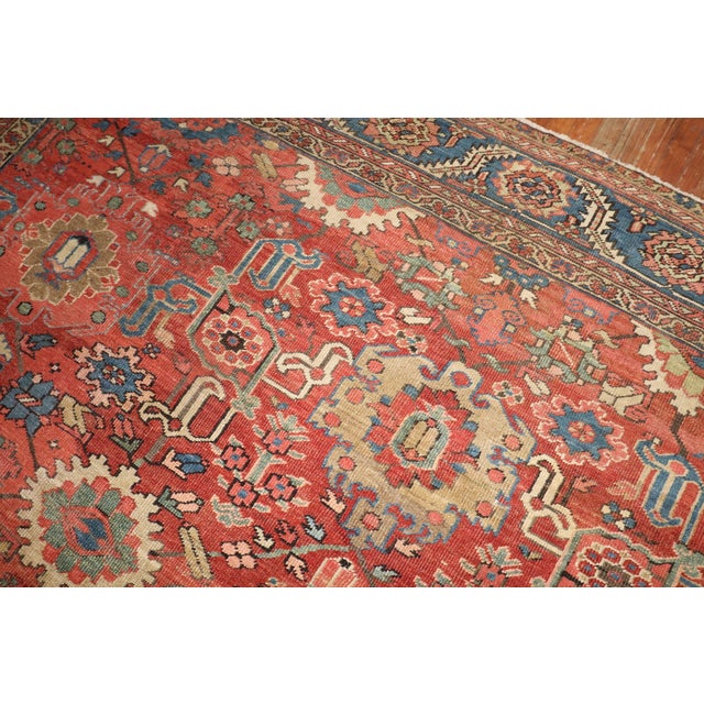 Persian Antique Zabihi Collection Persian Heriz Rug - 12'3" x 15'6" For Sale - Image 3 of 12