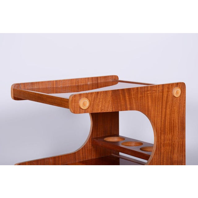 Brown Mid-Century Mahogany Trolley, Czechia, 1960s For Sale - Image 8 of 9