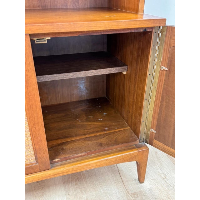 Vintage Lane MCM Hutch Rhythm Cane Door Bookcase Display China Cabinet Shelving For Sale - Image 17 of 17