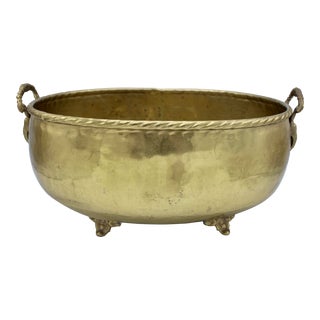 Large Antique Traditional Brass Planter For Sale