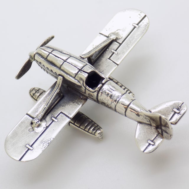 Vintage Italian Handmade Genuine Silver Seaplane Floatplane Figurine Miniature Sculpture, 1970s For Sale - Image 16 of 16