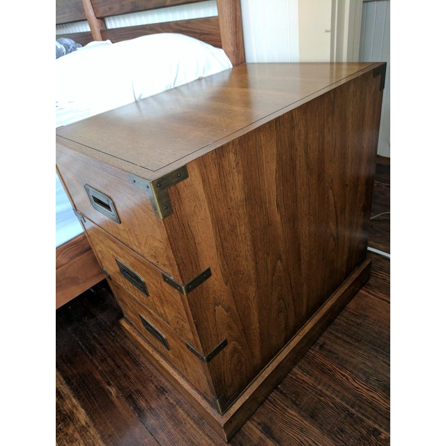 Pair of 1960s Milling Road for Baker Campaign Nightstands (Brass Pulls) For Sale - Image 10 of 10