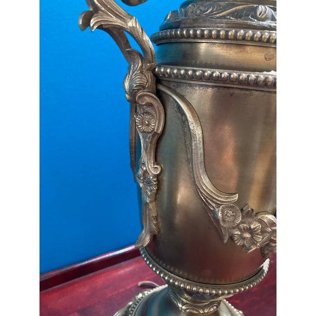 Bronze Antique Exquisite Ornate Victorian Bronze Oil Lamp 1900's For Sale - Image 8 of 18