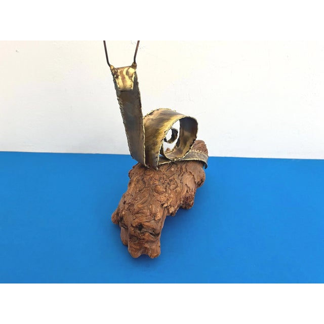 Signed Torch Cut Snail Sculpture, 1974 For Sale - Image 12 of 18