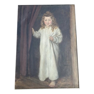 Heinrich Pforr, Quiet Morning, Girl in a White Nightgown, 1948, Oil Painting on Canvas For Sale