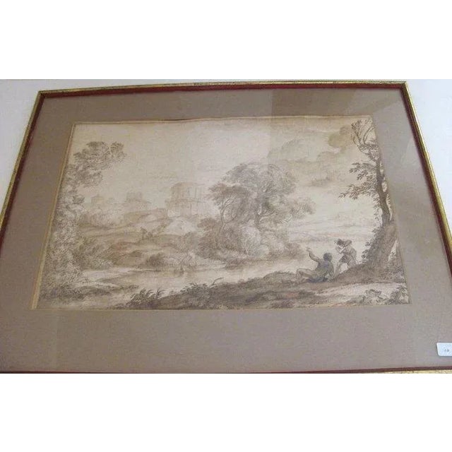 Dark Gray 17th Century Landscape Ink Wash For Sale - Image 8 of 10