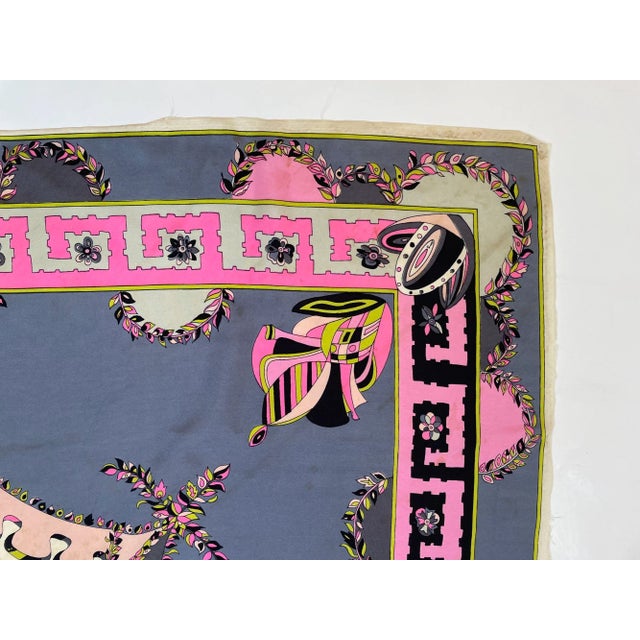 Vintage Pucci Silk Scarf in Pink and Blue Circa 1970 For Sale - Image 12 of 12