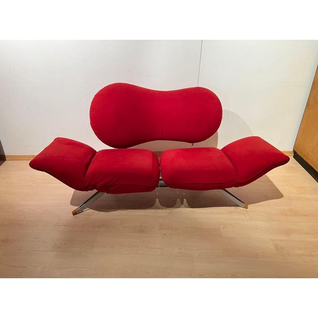 Metal Red Convertible Sofa attributed to Bonaldo, 1980s For Sale - Image 7 of 18